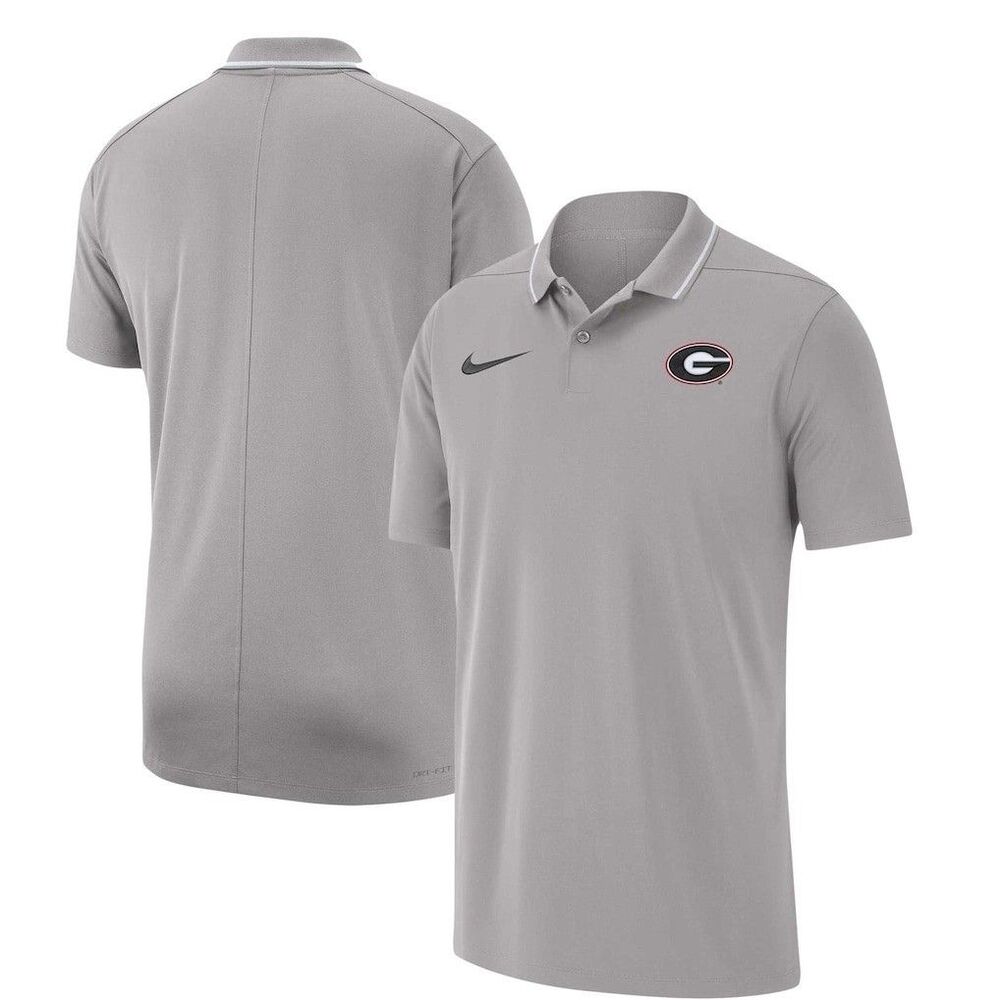 Nike Georgia Bulldogs Medium Coaches Performance Polo Gray Shirt DRI-FIT Men's M